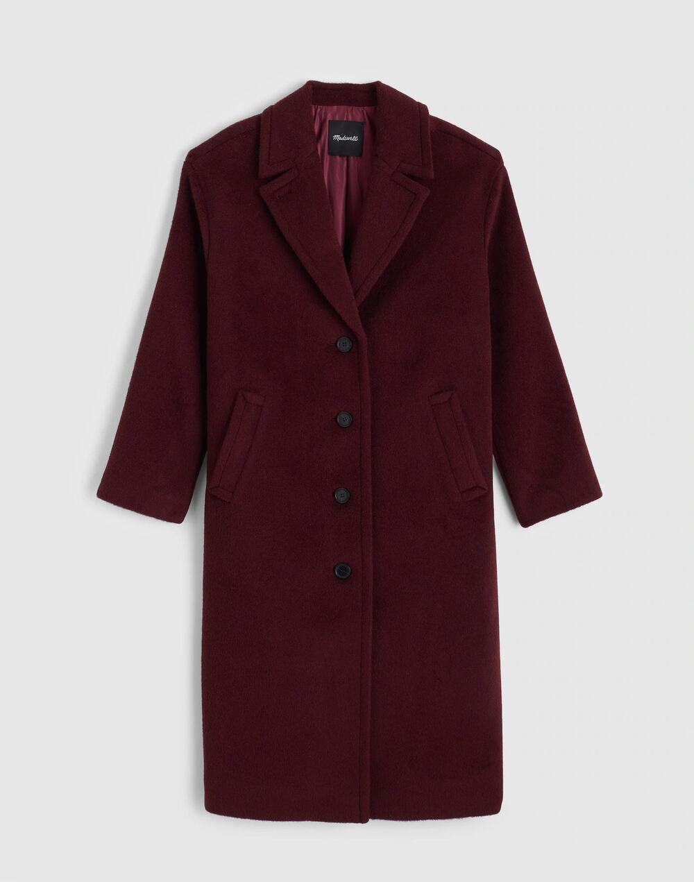 NEW Madewell The Alonzo Coat Alpaca Wool Blend Smoked Claret Size S